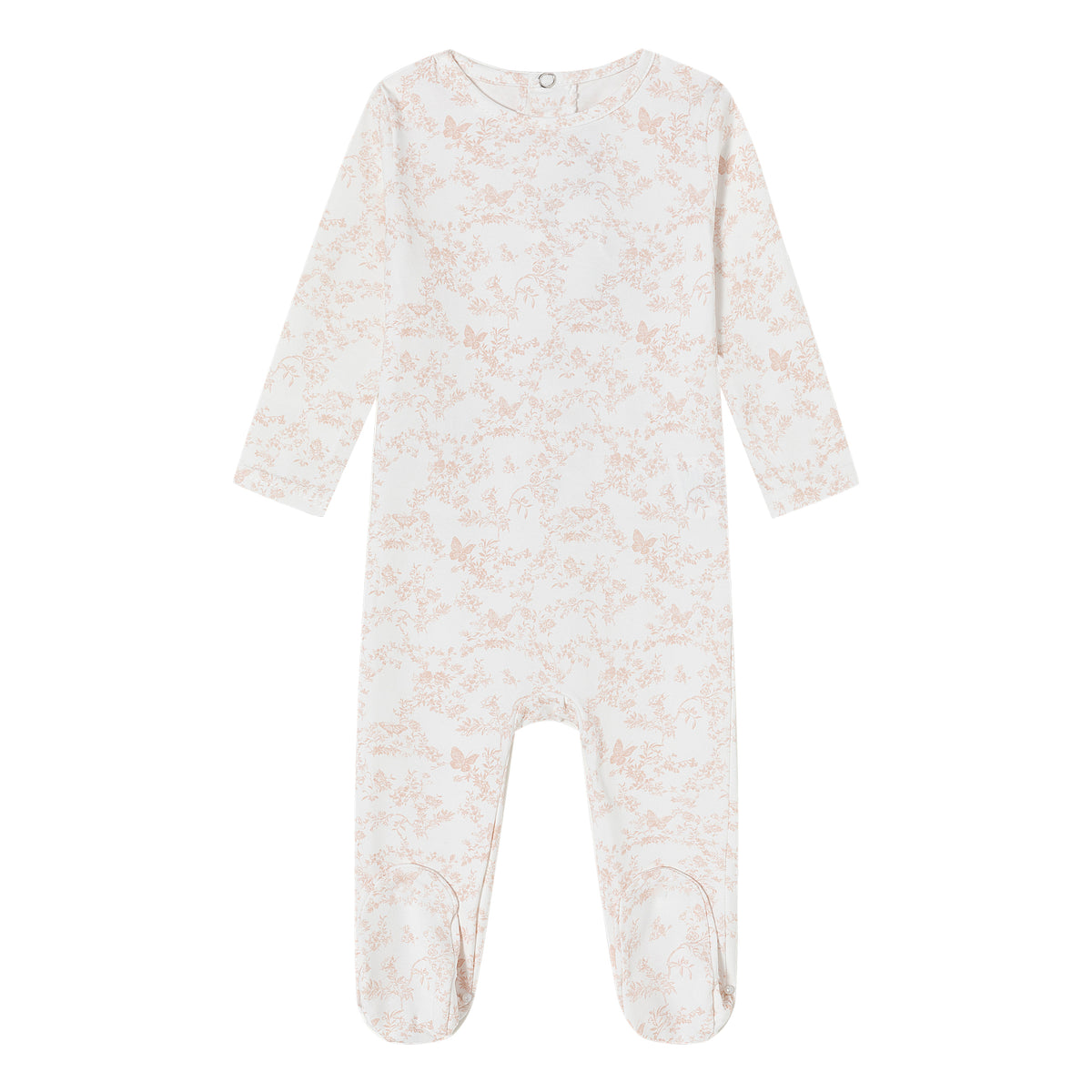 Pink Toile Butterfly Footie - Girls