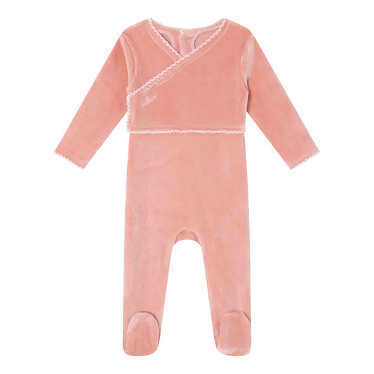 Pink Classic Velour Footie - Girls