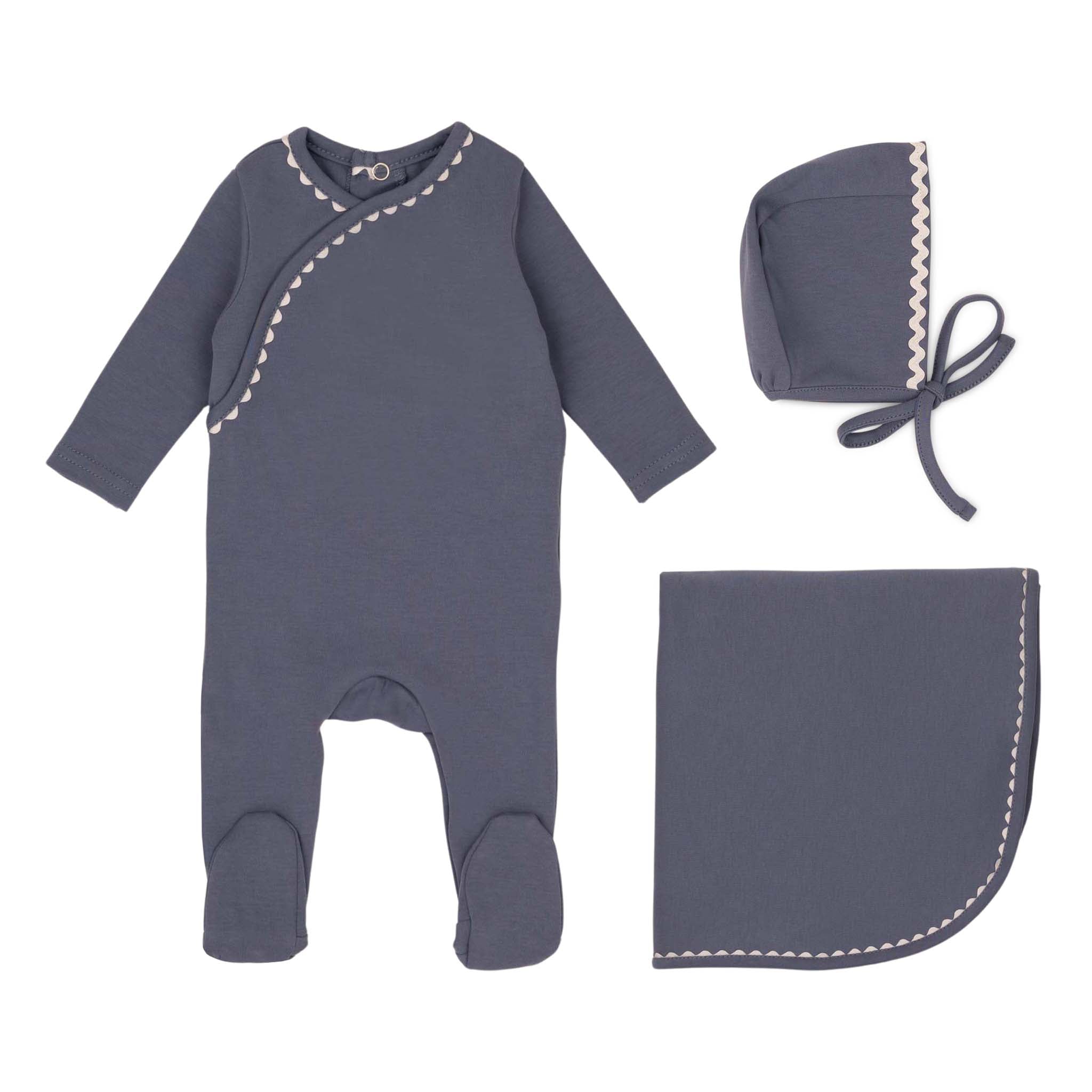 Classic Ric Rac Set-White on Blue – minilabelbaby