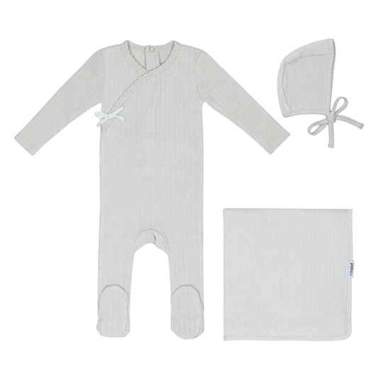 Sea Blue Circle Wrapover Pointelle Set-Boys