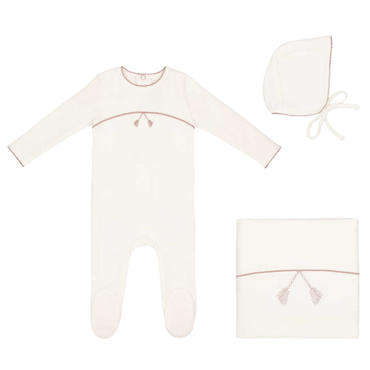 Mini Embroidered Tassle Set-Light Pink