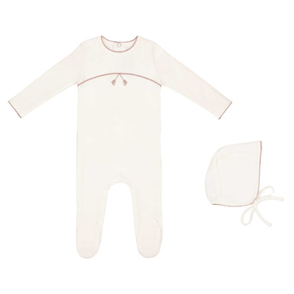 Mini Embroidered Tassle Onesie and Hat- Light Pink