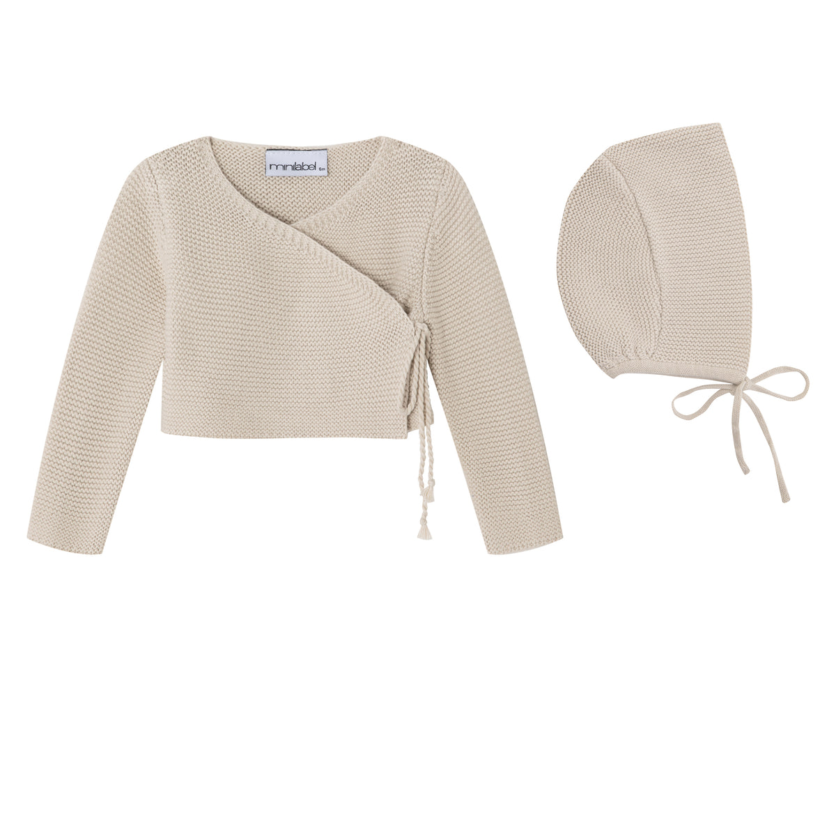 Taupe Wrap Cardigan and Bonnet - Boys