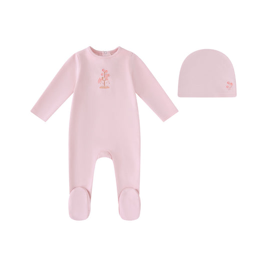 Pink Water Print Carousel Footie and Hat - Girls