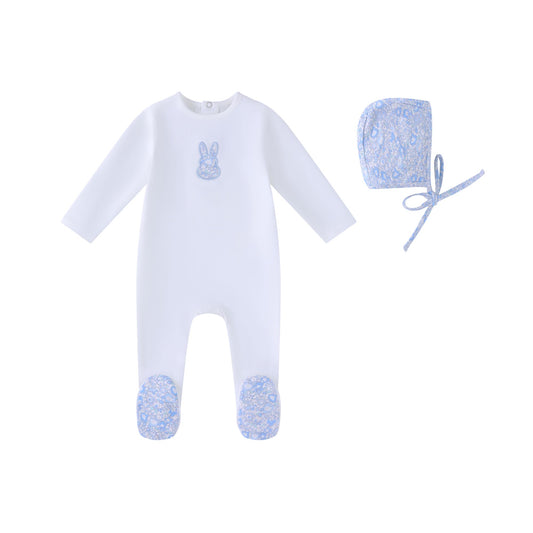 White Liberty Bunny Footie and Hat-Boys