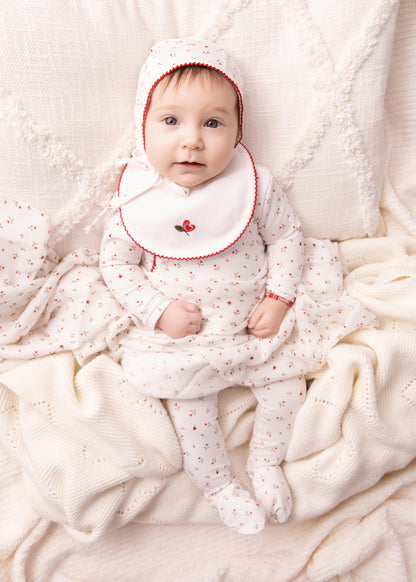 Cream Heart Printed Kimono Set - Girls
