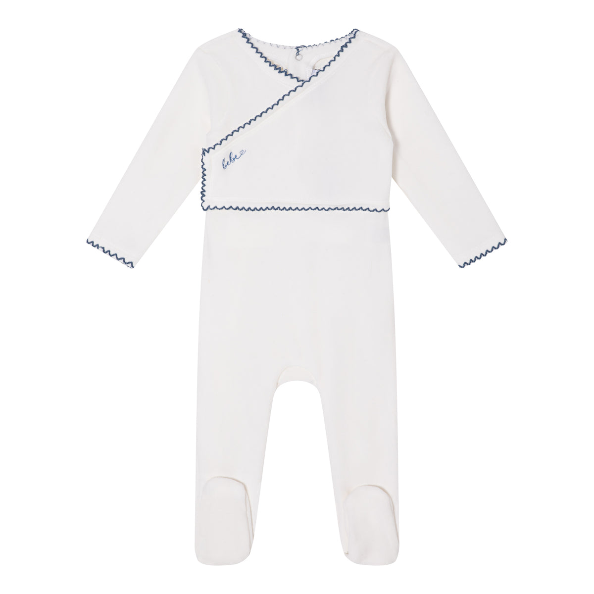 White Classic Velour Footie - Boys