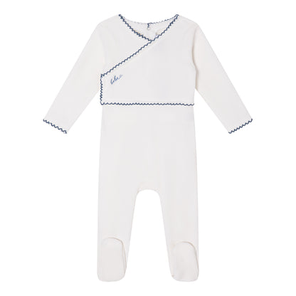 White Classic Velour Footie - Boys
