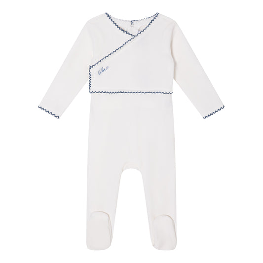 White Classic Velour Footie - Boys