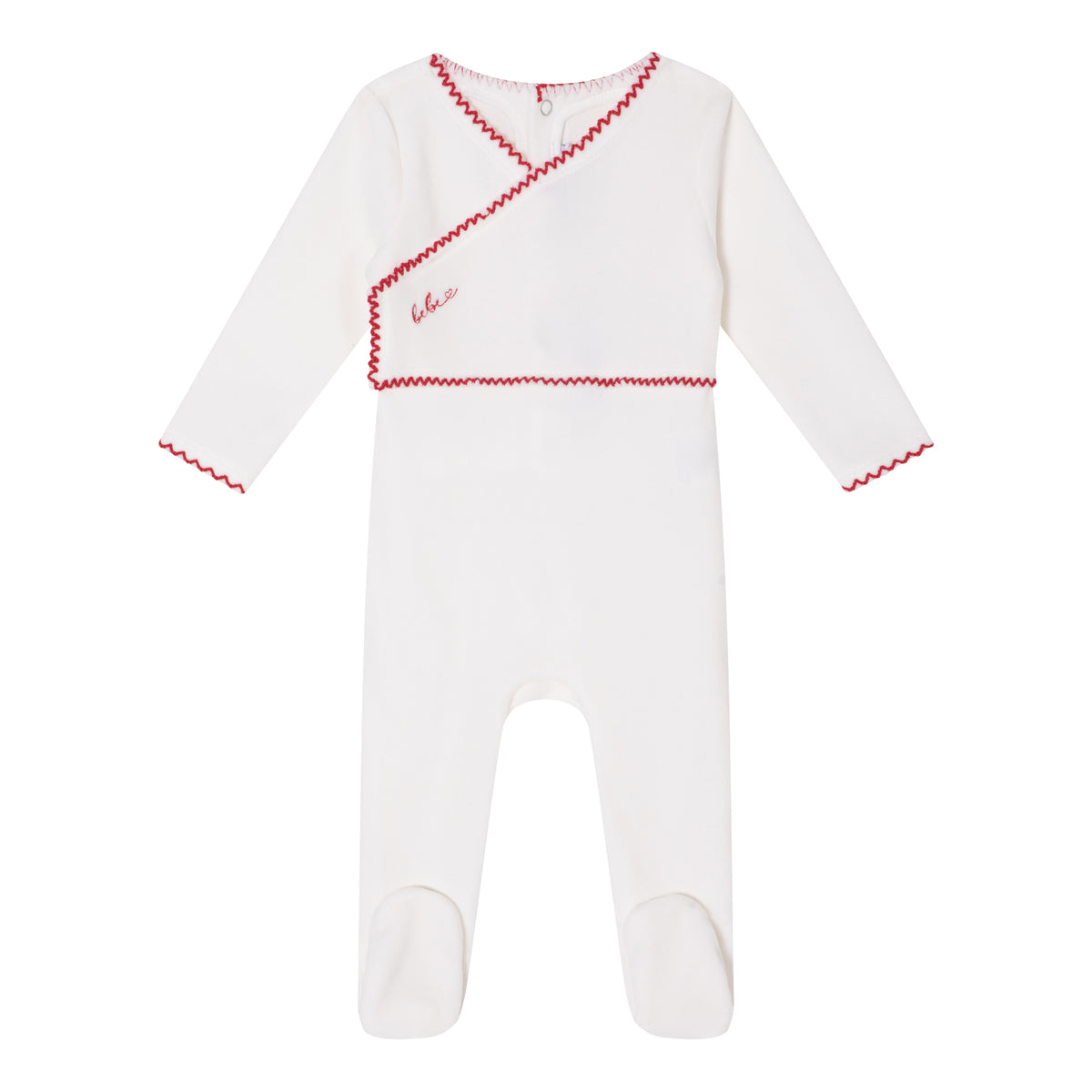 White Classic Velour Footie - Girls