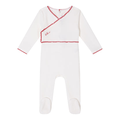 White Classic Velour Footie - Girls