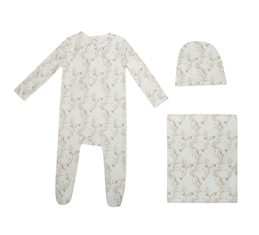 Printed bird set - Biege