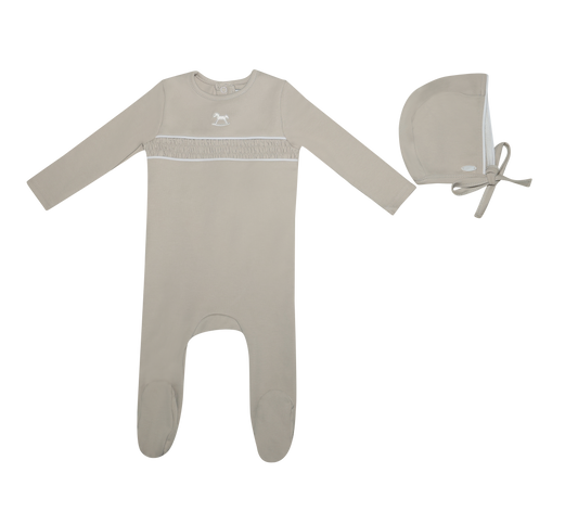 Rocking Horse Footie and Hat - Tan