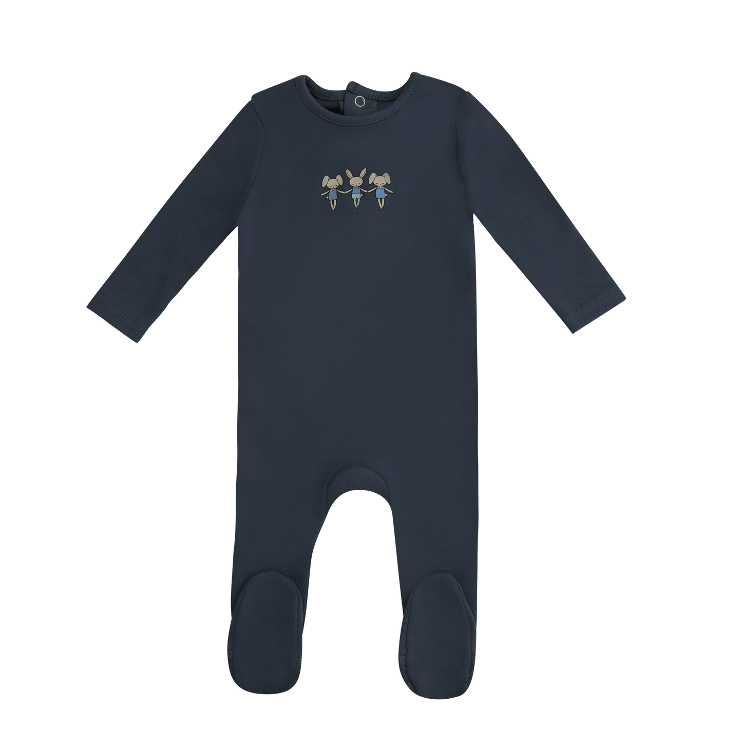 Mini Dancing Bunnies Footie - Denim Blue