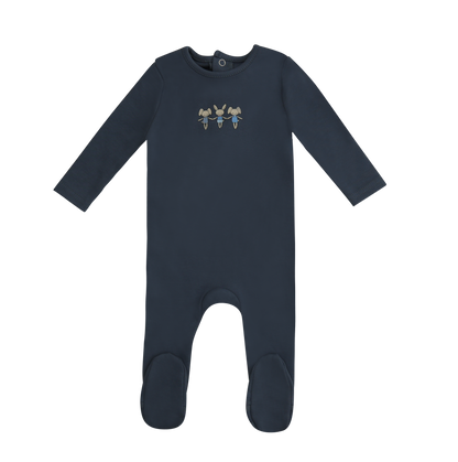 Mini Dancing Bunnies Footie - Denim Blue