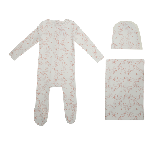 Printed bird set - Pink